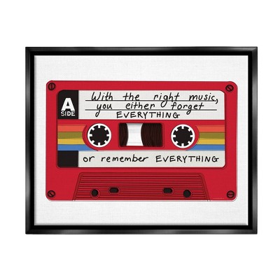 Stupell Industries With The Right Music Vintage Cassette Framed Floater Canvas Wall Art