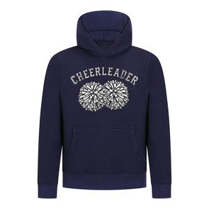 Everyday Kids Cheerleader Girls Pullover Hoodie – Pom Pom Sketch Graphic Sweatshirt - 1 of 4