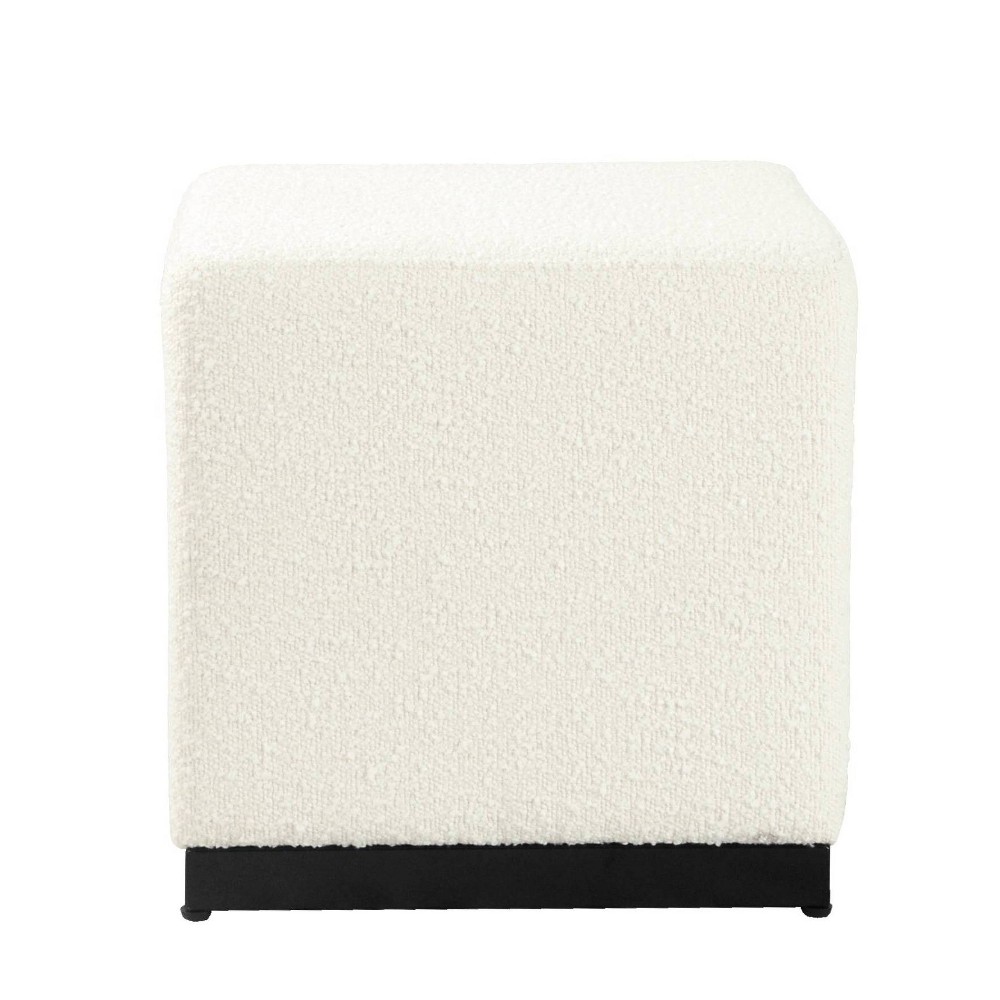 Photos - Pouffe / Bench Cube Ottoman Cream Boucle - HomePop