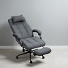 Mshliw High Back Executive Office Chair with Linen Fabric, Reclining Back, Footrest, Headrest, Adjustable Height & Swivel Base - 2 of 4