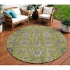 Olive Green Gray And Charcoal Oriental Washable Indoor Outdoor Area Rug - 2 of 4