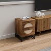 2pcs Nightstand with 2 Large Storage Drawers, Circular Handle Mid Century Modern End Table for Bedroom, Living Room Natural Rattan Display Rack - 2 of 4
