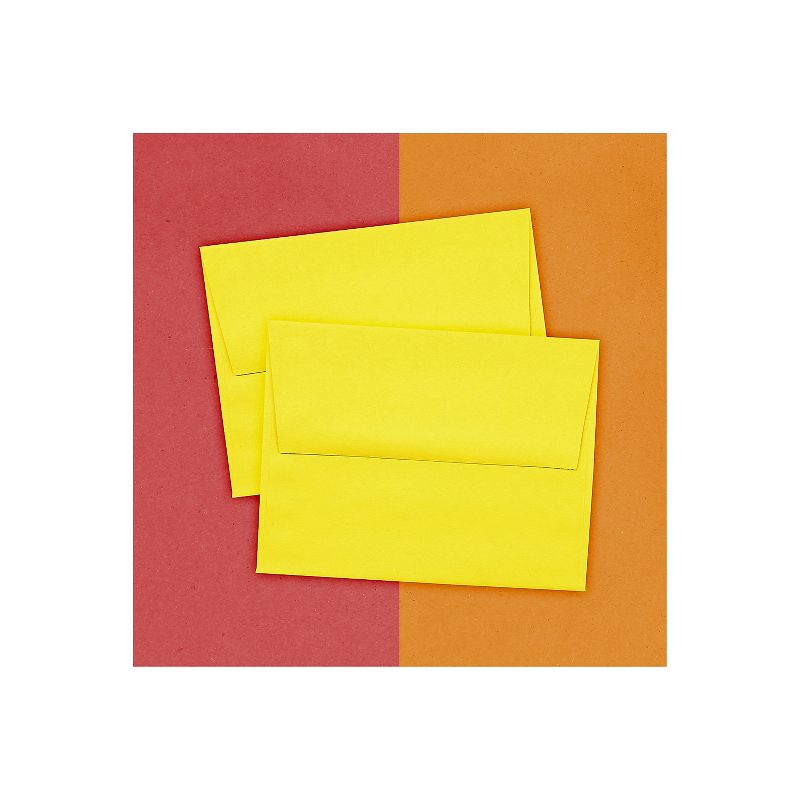 JAM Paper A2 Colored Invitation Envelopes 4.375 x 5.75 Yellow Recycled Bulk 250/Box (15839H) , 3 of 5