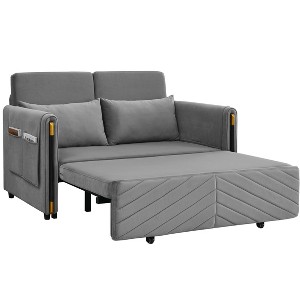 NicBex Modern Pull Out Sofa Bed Convertible Sleeper Sofa with Arm Pockets and 2 Pillows for Living Room, Gray - 1 of 4