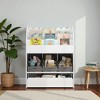 Mshliw Kids Bookshelf with Storage Bins & Drawer, 3-Tier Wooden Book Organizer for Toys & Books, White Toddler Bookcase for Playroom - 4 of 4