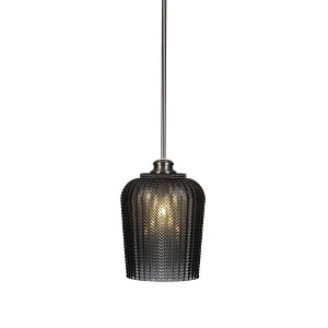 Toltec Lighting Cordova 1 - Light Pendant in  Brushed Nickel with 9" Smoke Textured  Shade - 1 of 2