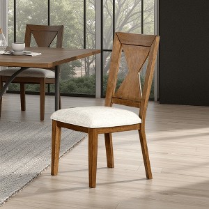 Royal Hampton Dining Side Chair Set of 2, Hourglass Back, Rustic Oak Brown Wood - 1 of 4