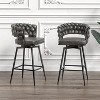 PAGED 28" Swivel Counter and Bar Stools,Upholstered Arm Chair for Kitchen Island,Technical Leather Woven,Set of 2 - 2 of 4