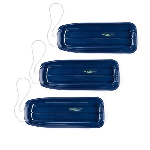 Lucky Bums Kids 48 Inch Single Person Plastic Snow Toboggan Sled for All Winter Conditions with Pull Rope for Children Ages 8 to 15, Blue (3 Pack) - 1 of 4
