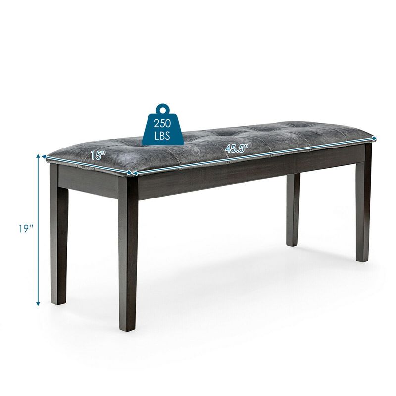 Costway Upholstered Dining Bench w/Padded Seat for Kitchen Bedroom Entryway Grey, 2 of 14