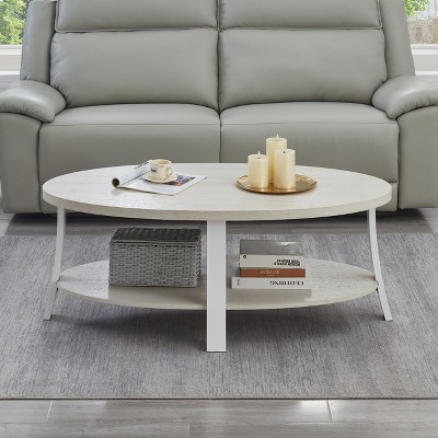 Vynxaria Anze Contemporary Oval Wood Shelf Coffee Table - Stylish & Durable Design