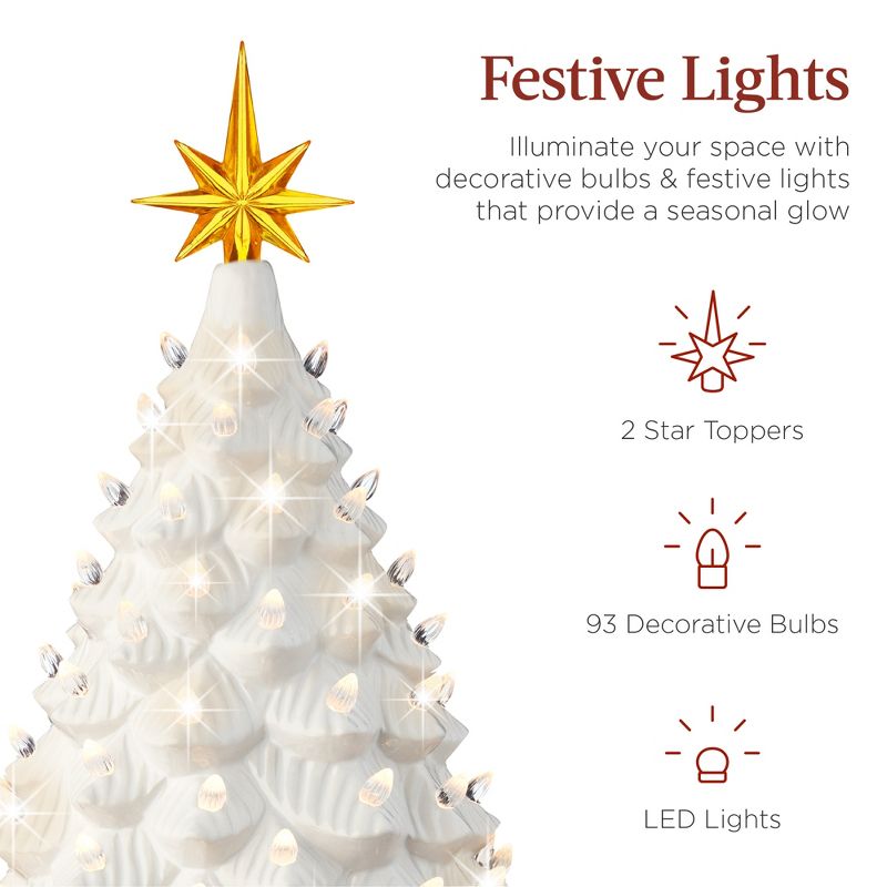 Best Choice Products 18in Ceramic Christmas Tree, Pre-lit Hand-Painted Holiday Decor w/ 93 Lights, 4 of 9