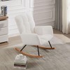 Modern Rocking Chair, Upholstered High Back Wooden Chairs, Ergonomic Design Armchair, for Living Room Bedroom - 3 of 4