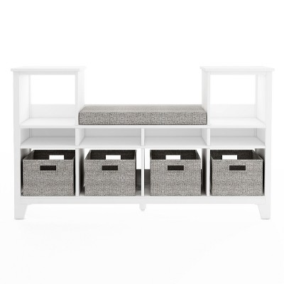 Creamy White Kids' Reading Nook with Storage Bins