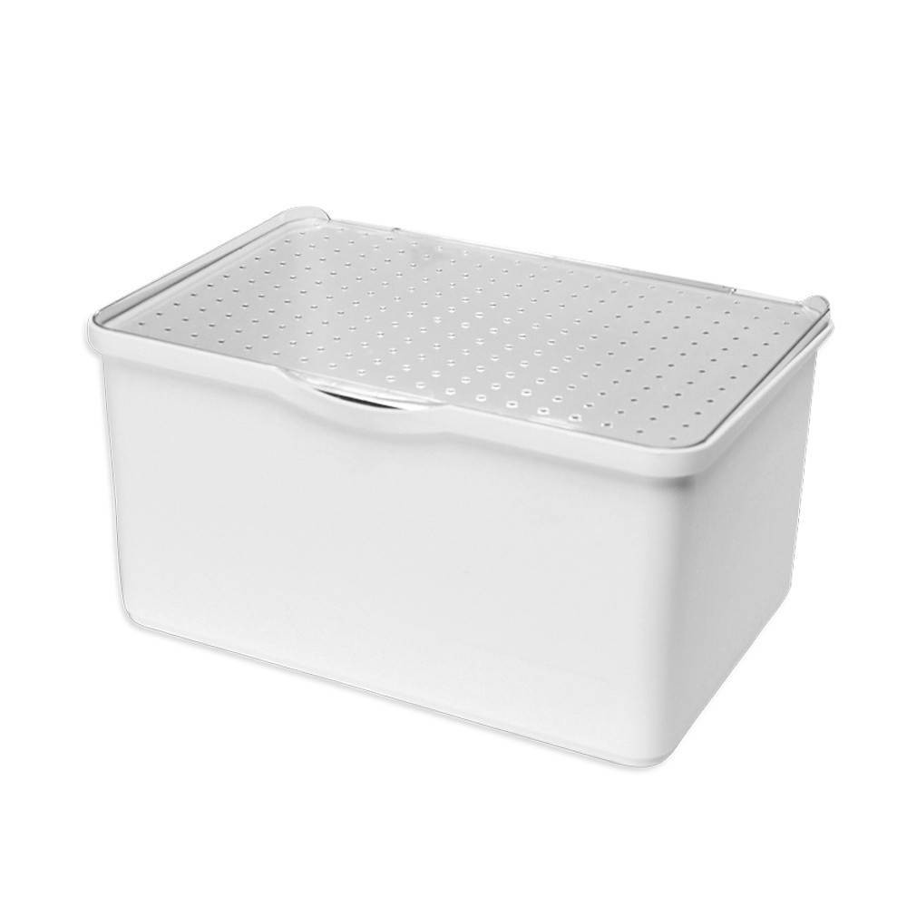 Photos - Clothes Drawer Organiser Medium Stacking Bin with Lid Clear/White - Madesmart