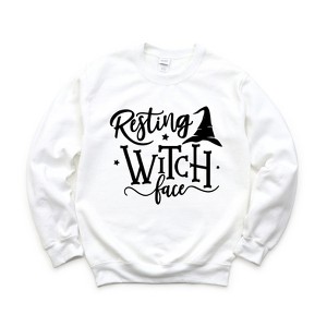 Simply Sage Market Women's Graphic Sweatshirt Resting Witch Face - 1 of 4