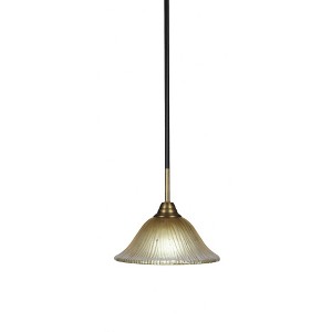 Toltec Lighting Paramount 1 - Light Pendant in  Matte Black/Brass with 10" Amber Crystal Shade - 1 of 1