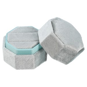 Unique Bargains Octagon Velvet Ring Box 2 Slots for Wedding Ceremony Proposal Engagement Birthday 1 Pc - 1 of 4