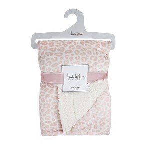 Nicole Miller Mauve Cheetah Printed Mink/Faux Shearling Throw Blanket - Pink - 1 of 1