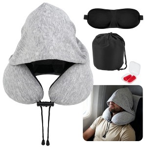 Unique Bargains Travel Neck Pillow with Extra Large Hood 1 Set - 1 of 4
