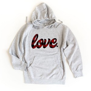 Simply Sage Market Women's Graphic Hoodie Buffalo Plaid Love - 1 of 2