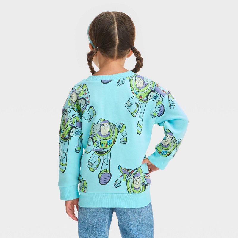 Toddler Girls' Disney Toy Story Buzz Fleece Pullover Sweatshirt - Blue, 2 of 6