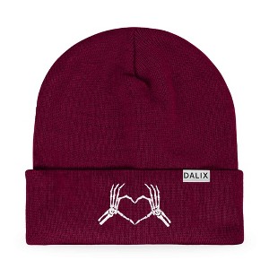 Dalix Heart of Bones Embroidered Beanie Skeleton Warm Winter Knit Hat for Women - 1 of 4