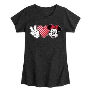 Girls' - Disney - Peace Love Minnie Fitted Short Sleeve Graphic T-Shirt - 1 of 4