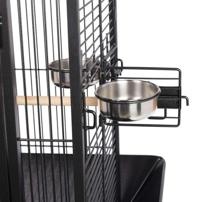 Black Wrought Iron Bird Cage with Play Top and Stand