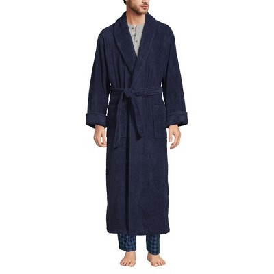 Lands' End Men's Full Length Turkish Terry Robe - 2X Large - Deep Sea Navy