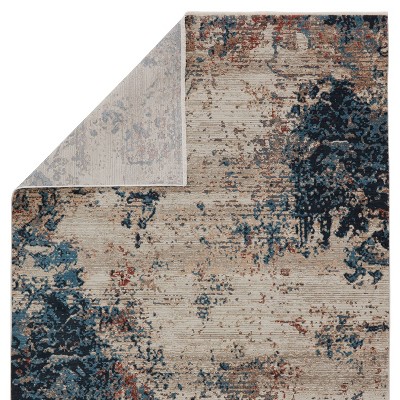 Terrior Blue and Red Abstract Reversible Area Rug