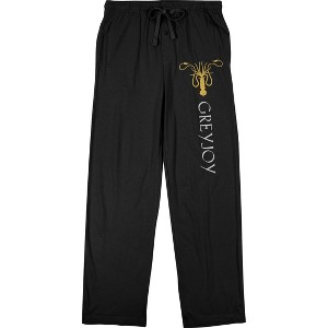 Game of Thrones House Greyjoy Sigil & Text Men's Black Sleep Pajama Pants - 1 of 3