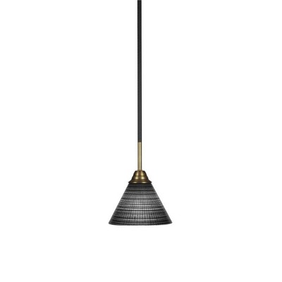 Toltec Lighting Paramount 1 - Light Pendant in  Matte Black/Brass with 7" Black Matrix Shade