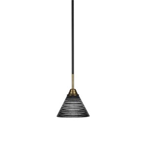 Toltec Lighting Paramount 1 - Light Pendant in  Matte Black/Brass with 7" Black Matrix Shade - 1 of 1