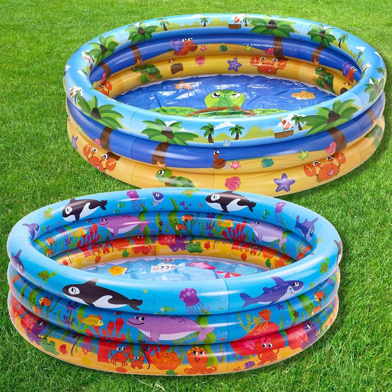 2 Pack 47" Baby Pool, Float Kiddie Pool, Inflatable Baby Swimming Pool with 3 Ring, 1 of 10