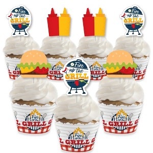 Big Dot of Happiness Fire Up the Grill - Cupcake Decoration - Summer BBQ Picnic Party Cupcake Wrappers and Treat Picks Kit - Set of 24 - 1 of 4