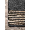 Nuloom Kelli Striped 8x10 Jute Indoor Area Rug for Dining Room Rug Neutral Rug Living Room Rug Kitchen, Grey/Ivory - 3 of 4