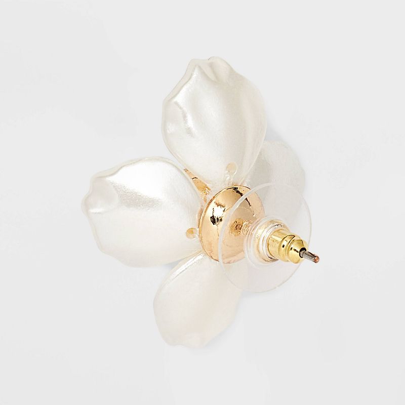 Stud Pearl Petals Gold Center Earrings - A New Day&#8482; White, 4 of 10