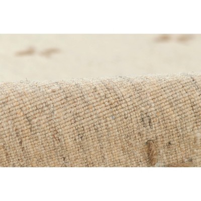 Natural Hand-Loomed Wool and Viscose Rectangular Rug