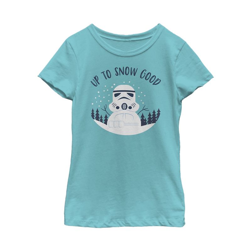 Girl's Star Wars Christmas Snowman Stormtrooper T-Shirt, 1 of 4