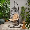 Christopher Knight Home Berkley Outdoor Wicker Tear Drop Hanging Chair with Stand - 2 of 4