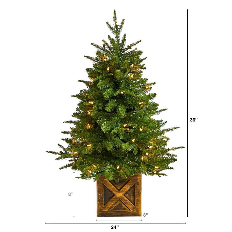 Nearly Natural 3-ft Finland Fir Artificial Christmas Tree in Decorative Planter, 2 of 9