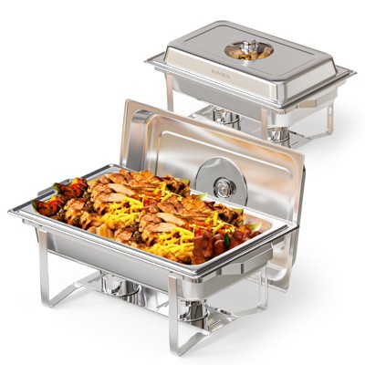 ROVSUN 4 Pack 9QT Chafing Dish for Buffet with Glass Lid, Chafers and Buffet Warmers Sets for Party Wedding