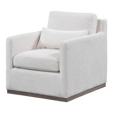 HomeRoots 30" Off White Fabric Swivel Club Chair And Toss Pillow