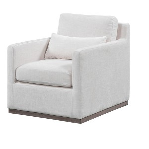 HomeRoots 30" Off White Fabric Swivel Club Chair And Toss Pillow - 1 of 4