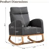 Nursery Glider Chair, Upholstered Rocking Chair with Rubber Wood Legs, Comfy High Backrest & Side Pockets, Accent Rocker Armchair for Living Room - 3 of 4