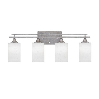 Toltec Lighting Uptowne 4 - Light Vanity in  Aged Silver with 4" White Muslin Shade