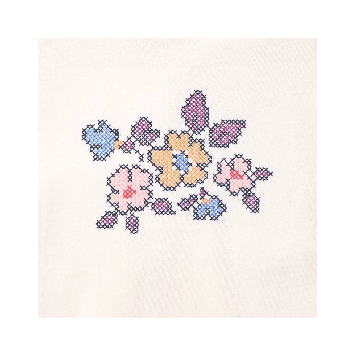 Toddler Girls' Cross Stitch Floral Oversized T-Shirt - Cat & Jack™ Cream - thumbnail 3