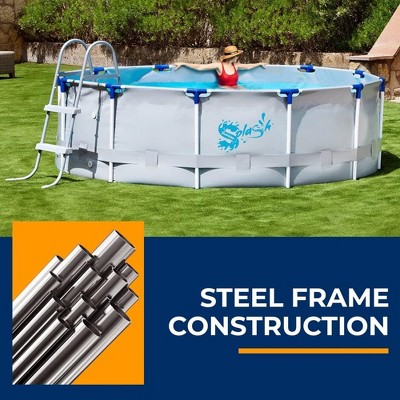 18' Round Steel Frame Above Ground Pool with Ladder and Filter