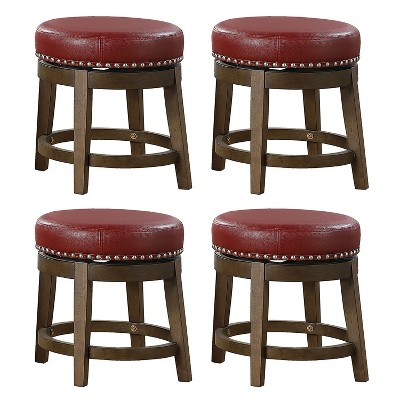 Lexicon Whitby 18 Inch Dining Height Round Swivel Seat Bar Stool, Red (4 Pack)